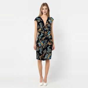 White House Black Market Black Floral Midi Dress